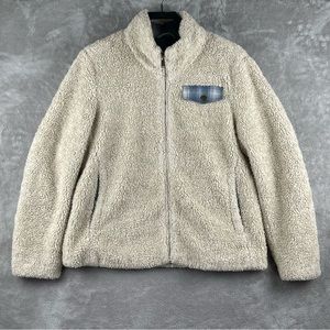 Pendleton Fuzzy Zip Jacket Women's Sherpa Coat Beige Size Large